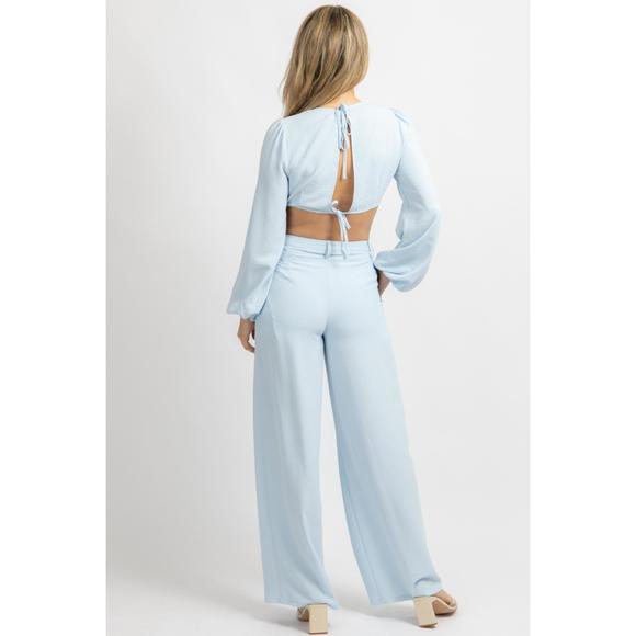 NEW MNI LOS ANGELES open front pant set in light blue - Picture 5 of 6